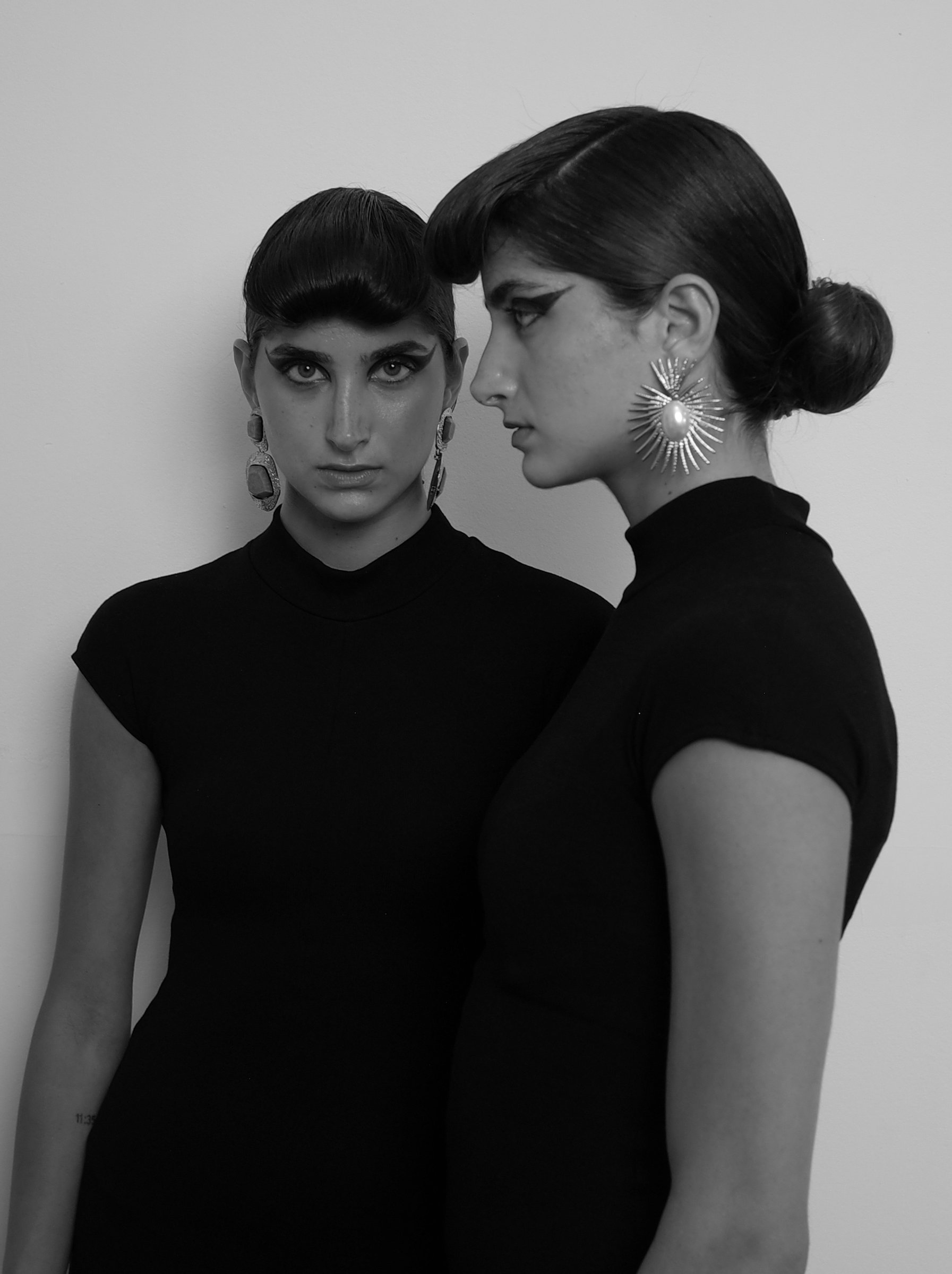 Editorial duo in black and white