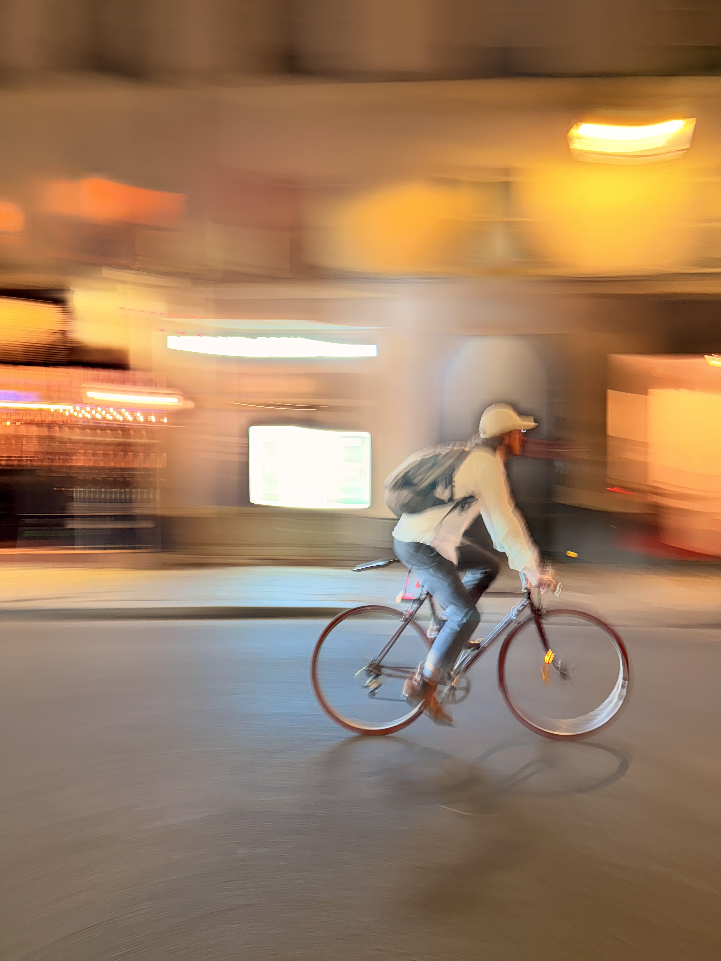 Street motion — cyclist at night